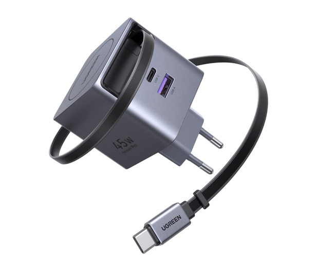 UGREEN Ładowarka sieciowa GaN X614USB-C + USB45W z kablem szara - 1417001 - zdjęcie